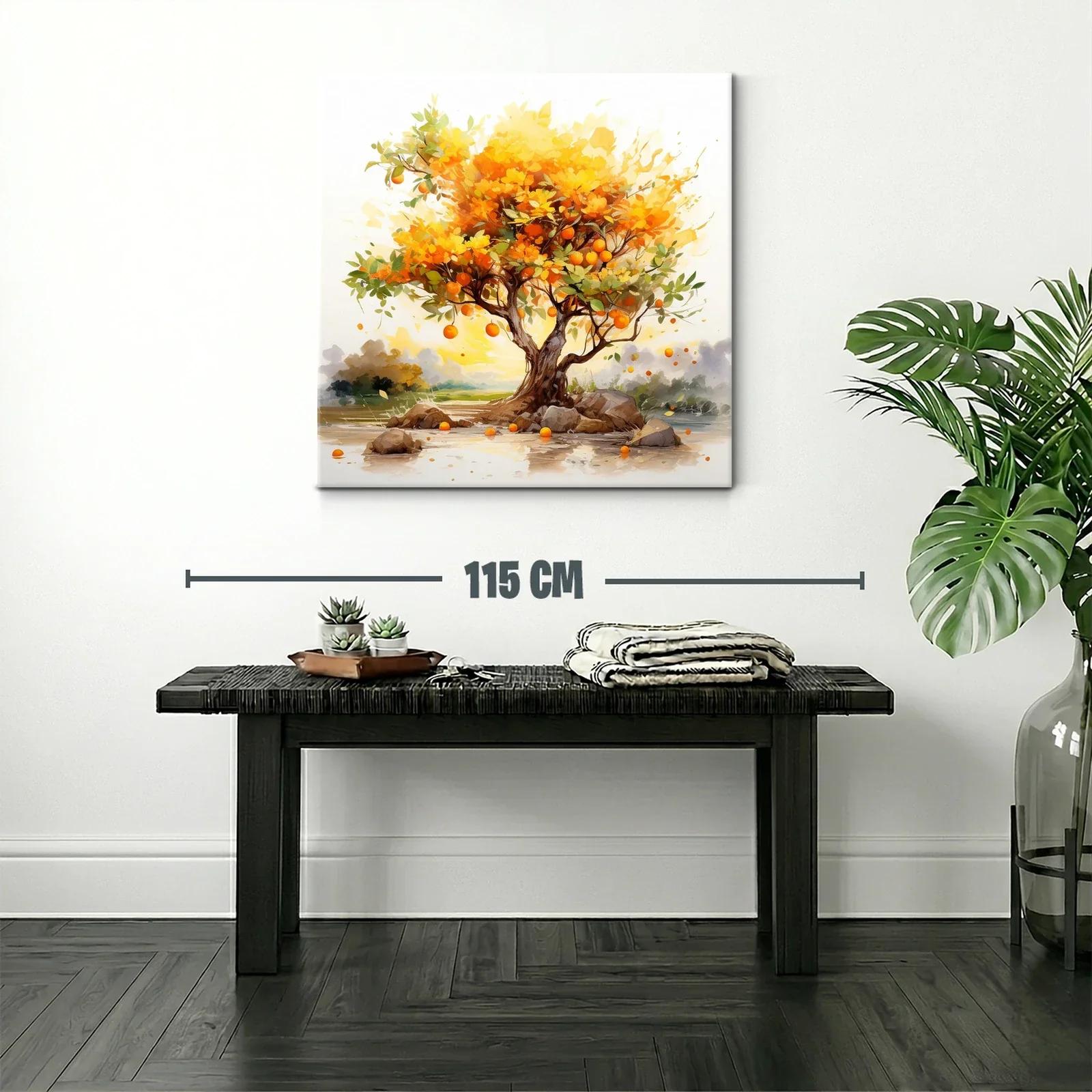 Árbol de naranjas iluminado en vibrantes tonos cálidos — miniatura 2