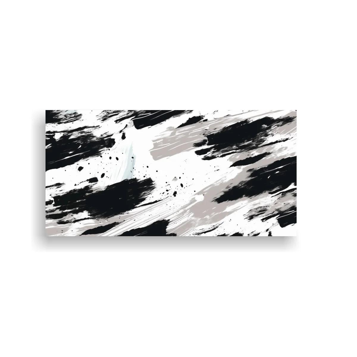 Cuadro pinceladas abstractas en blanco y negro con trazos diagonales