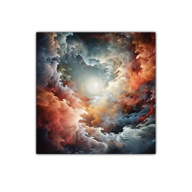 Cuadro abstracto con efecto de nube y luz central