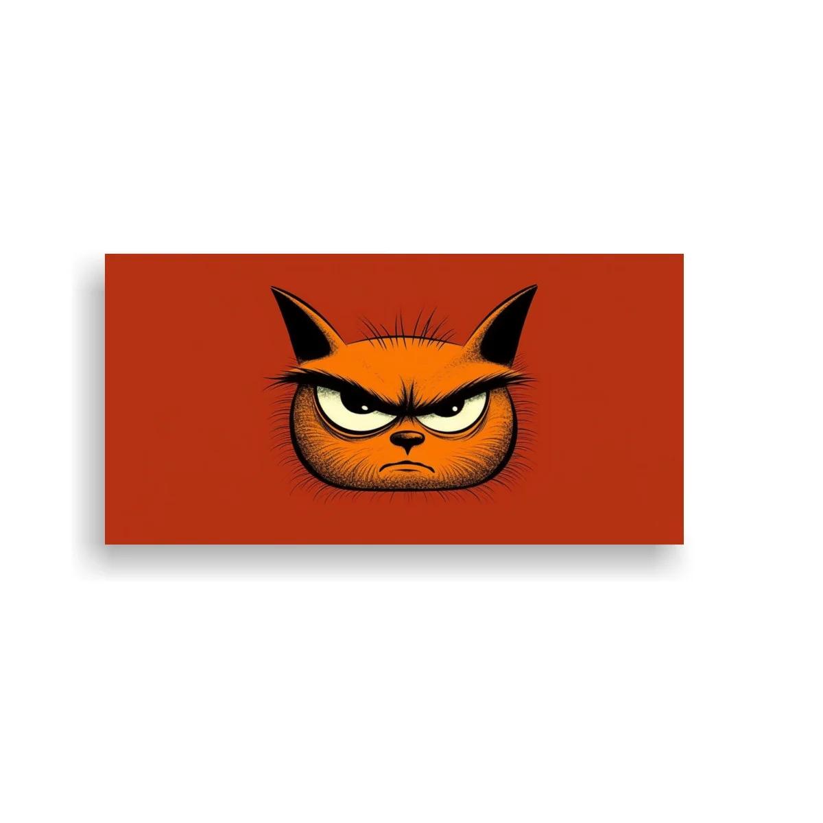 Cuadro cara de gato naranja enfadado con fondo liso