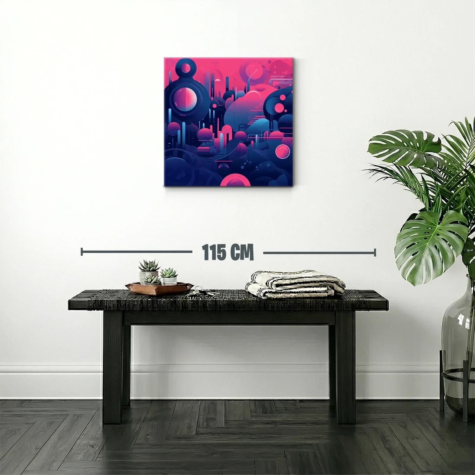 Composición abstracta futurista en tonos azul y rosa brillante — miniatura 2