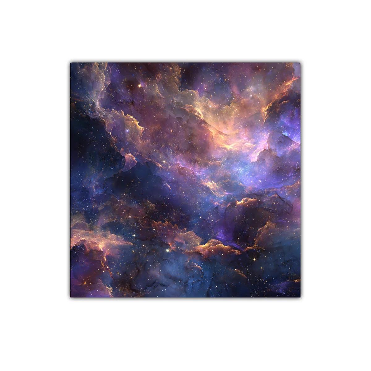 Universo estrellado con tonos violetas y dorados — imagen principal