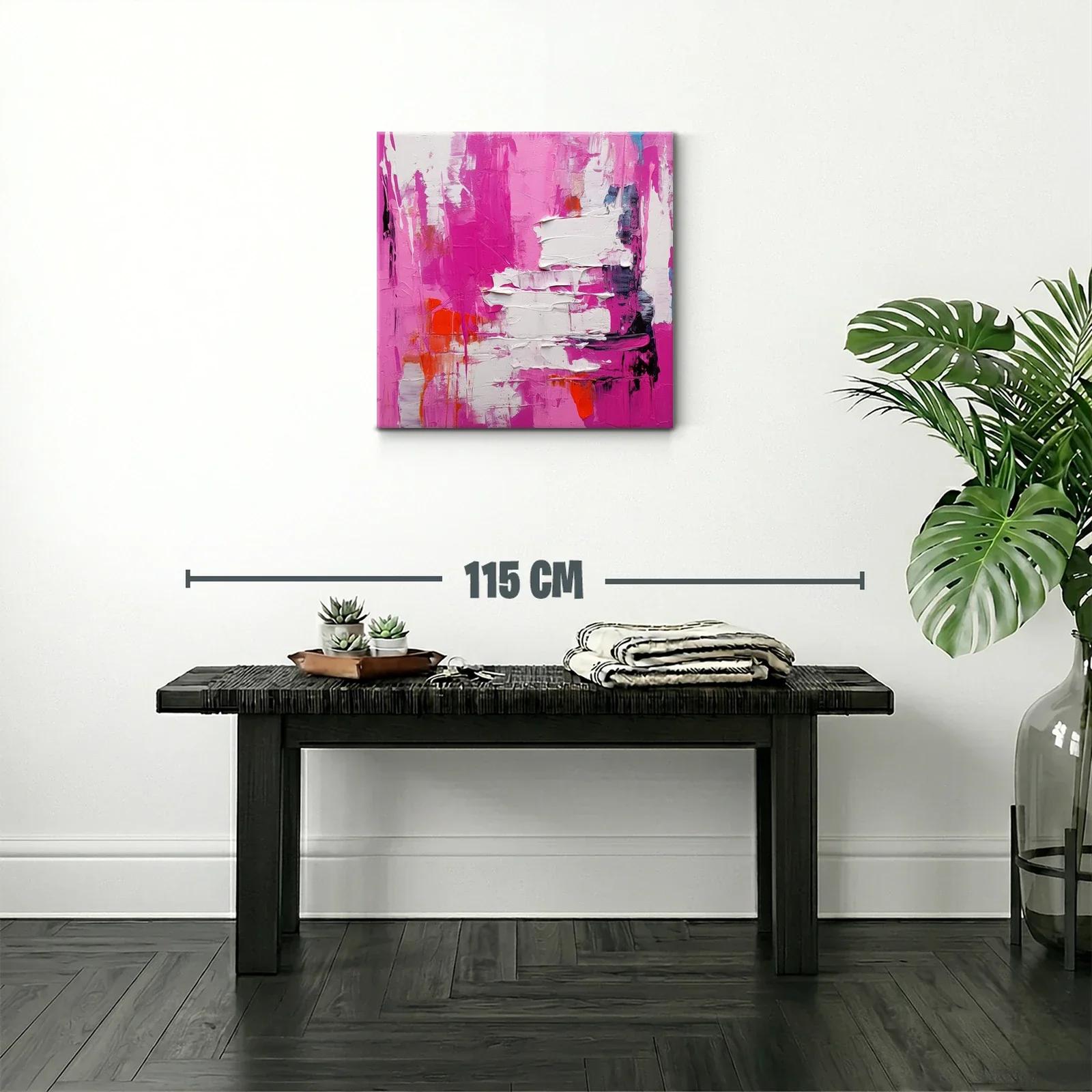 Cuadro abstracto con alto impacto en rosas y blanco — miniatura 2