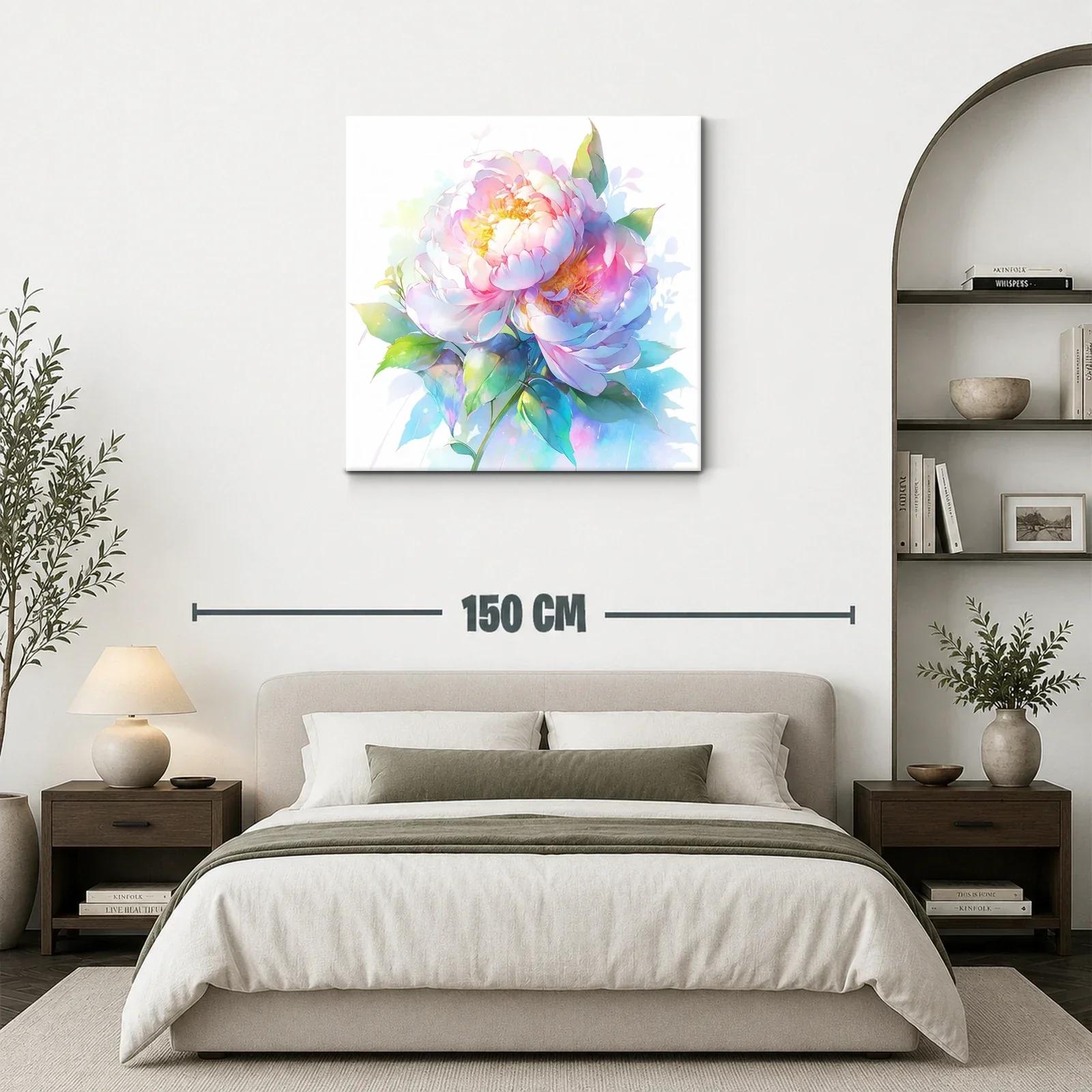 Cuadro floral con peonías en tonos suaves y vibrantes — miniatura 3
