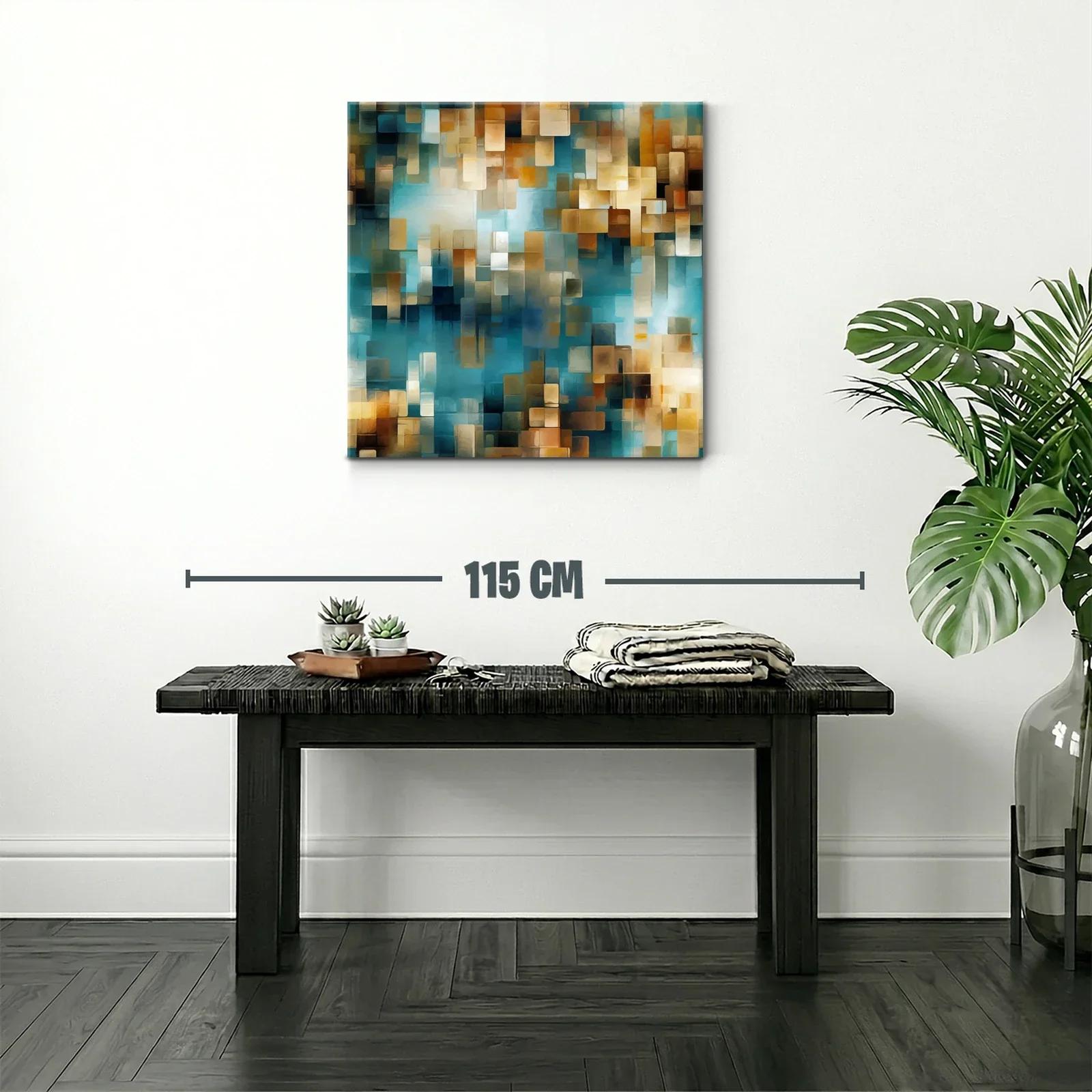 Composición abstracta con bloques en tonos azules y dorados — miniatura 2