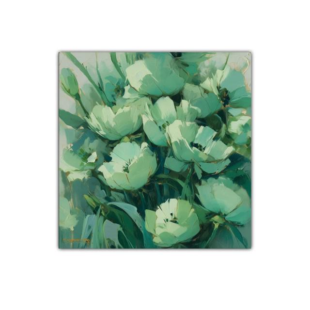 Cuadro floral en tonos verdes para un ambiente sereno