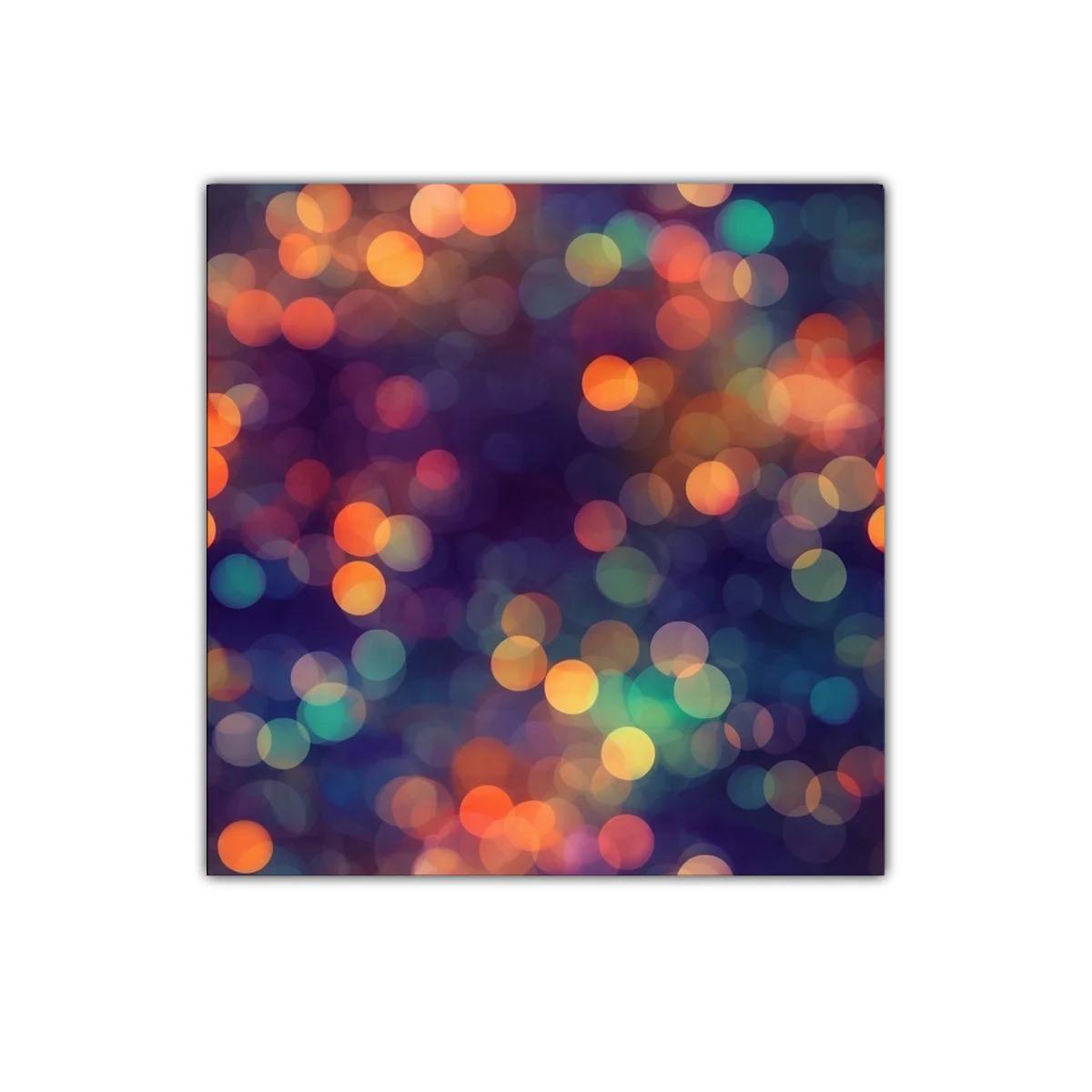 Cuadro decorativo con luces difusas en tonos cálidos y fríos