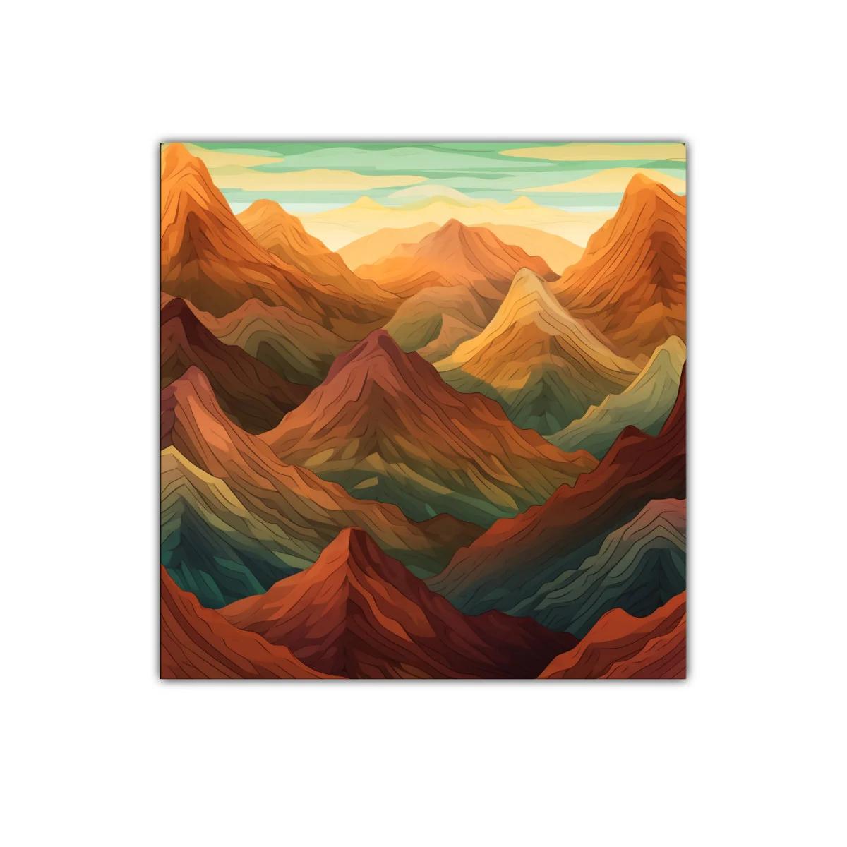 Montañas abstractas con tonos cálidos al atardecer