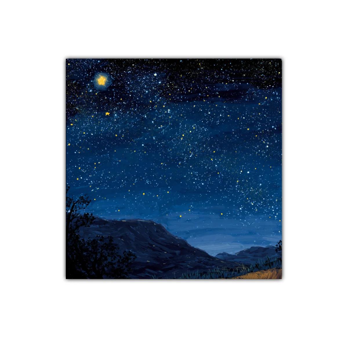 Cielo estrellado con montañas en calma nocturna