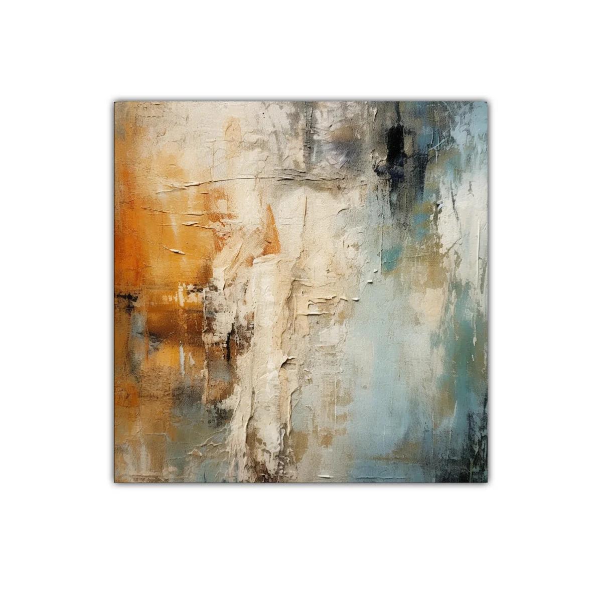 Cuadro decorativo en tonos cálidos y fríos con textura abstracta