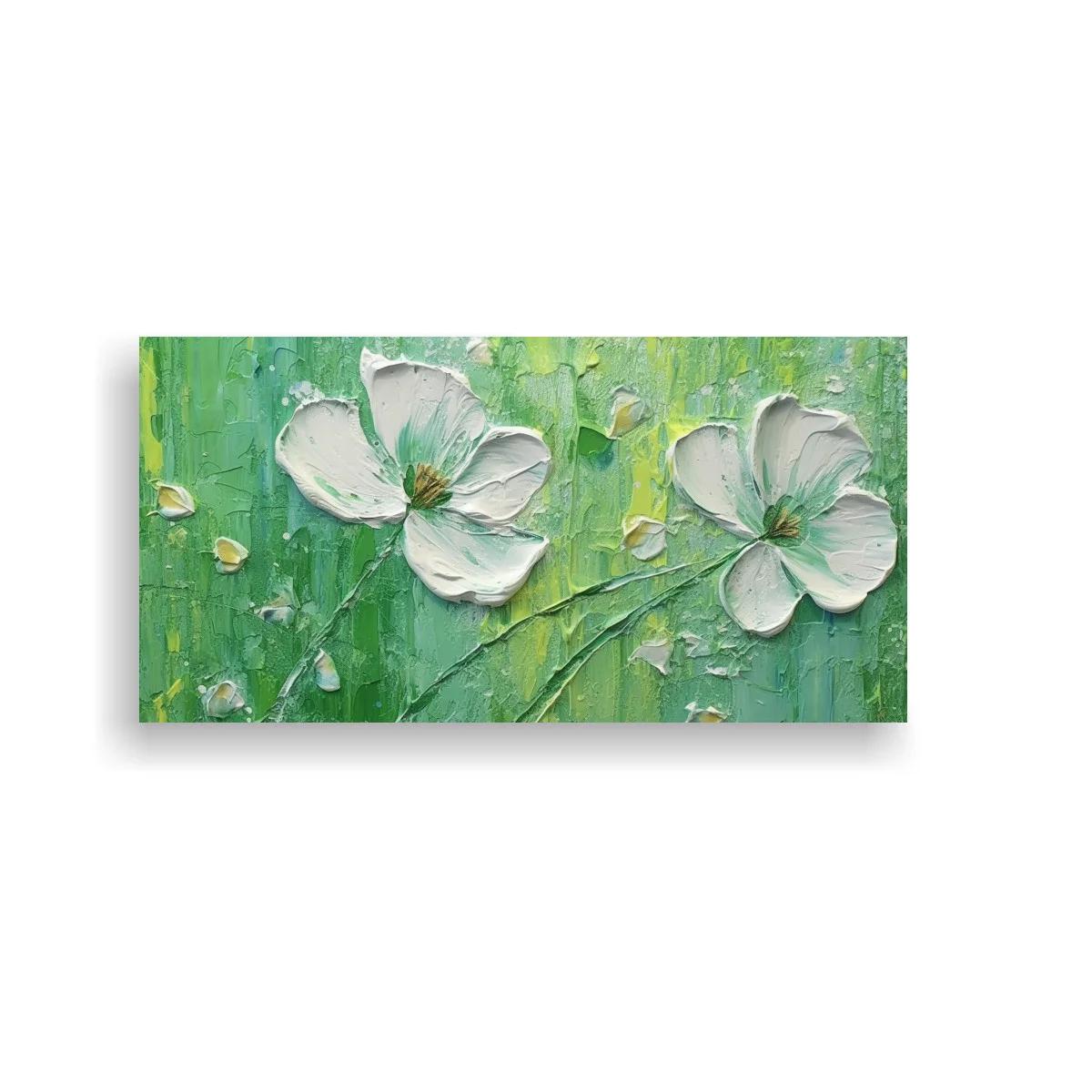 Cuadro flores blancas con relieve de pintura — imagen principal