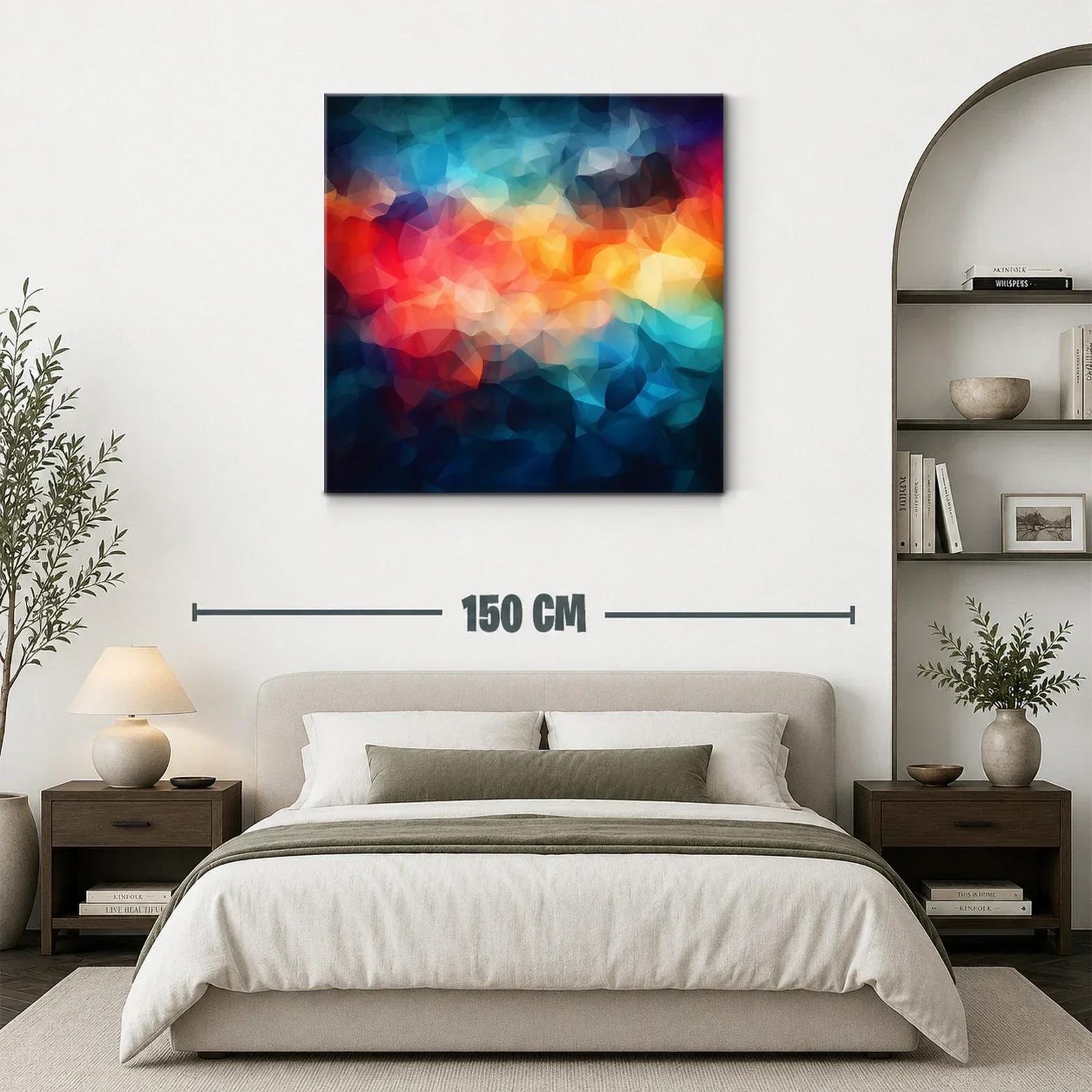 Cuadro abstracto con tonos vibrantes y efectos luminosos — miniatura 3