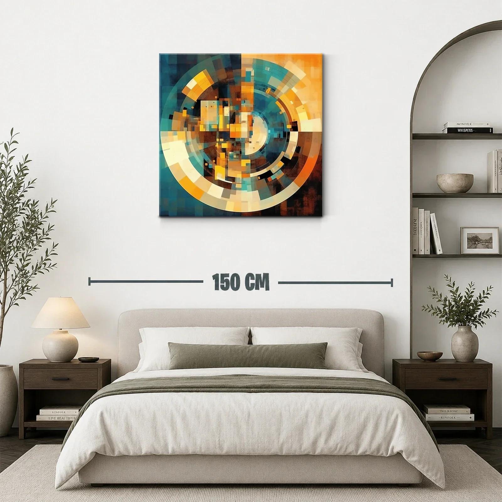 Cuadro con diseño abstracto y paleta cálida y azulada — miniatura 3