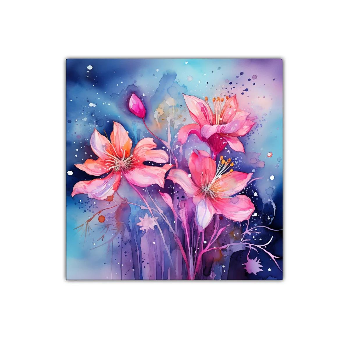 Flores vibrantes en tonos rosa y azul profundo — imagen principal