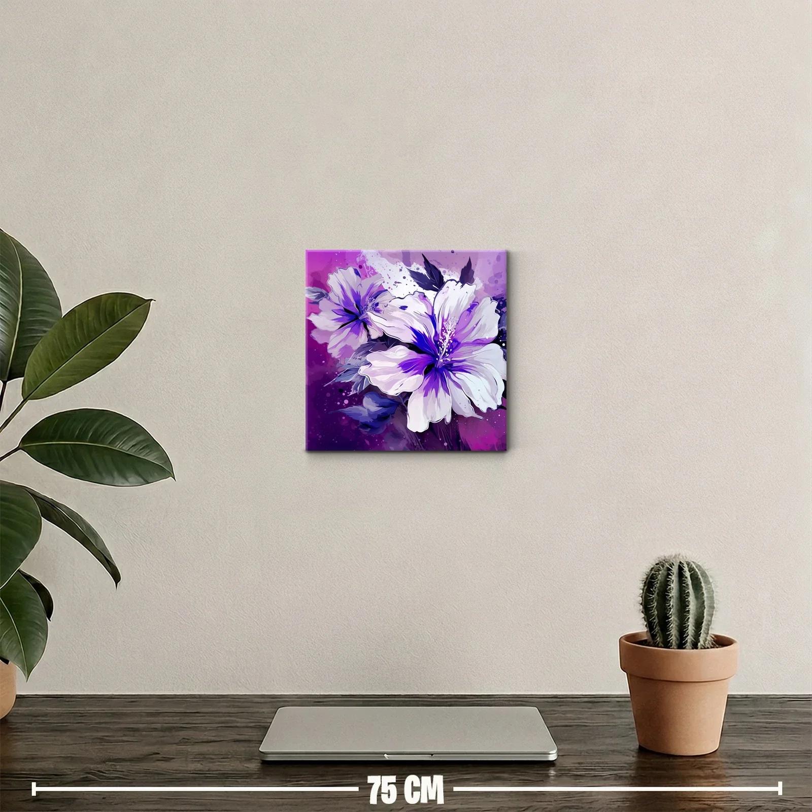Cuadro decorativo floral vibrante en tonos morados y lilas — miniatura 2