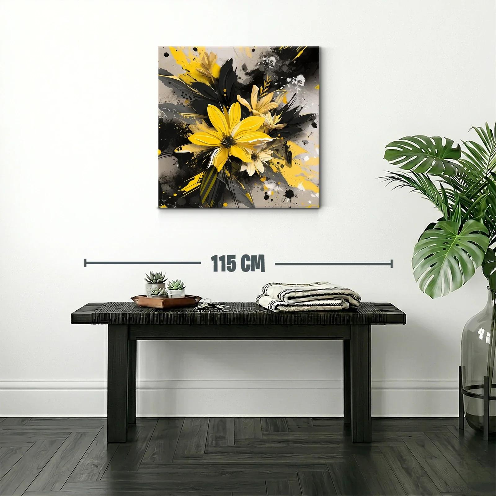 Flores vibrantes en tonos amarillos y negros modernos — miniatura 2