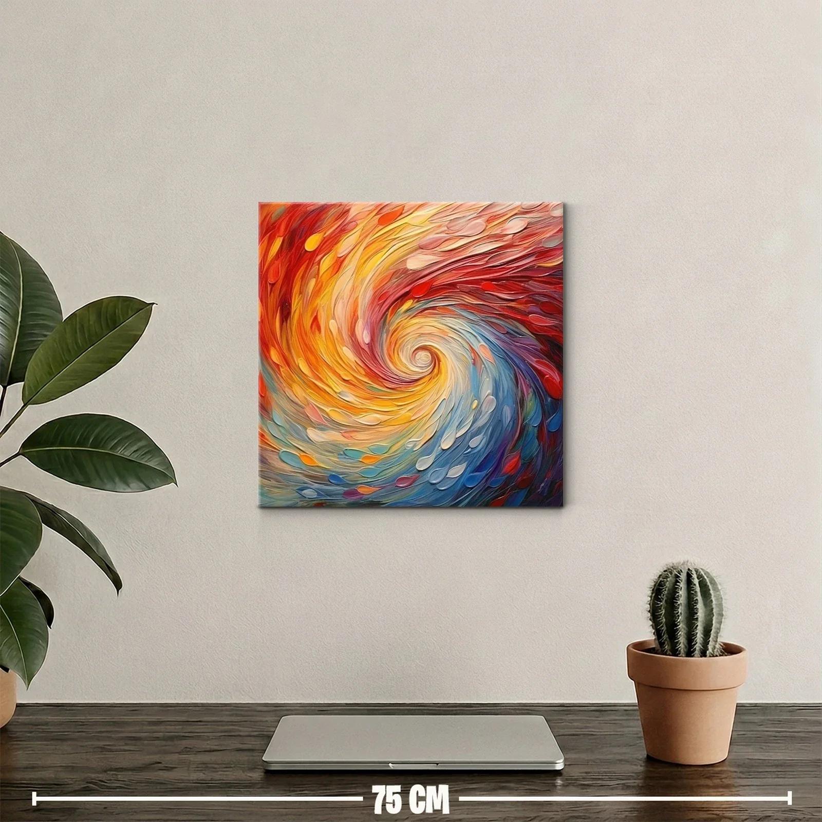 Cuadro abstracto en espiral con vibrantes tonos cálidos y fríos — miniatura 2