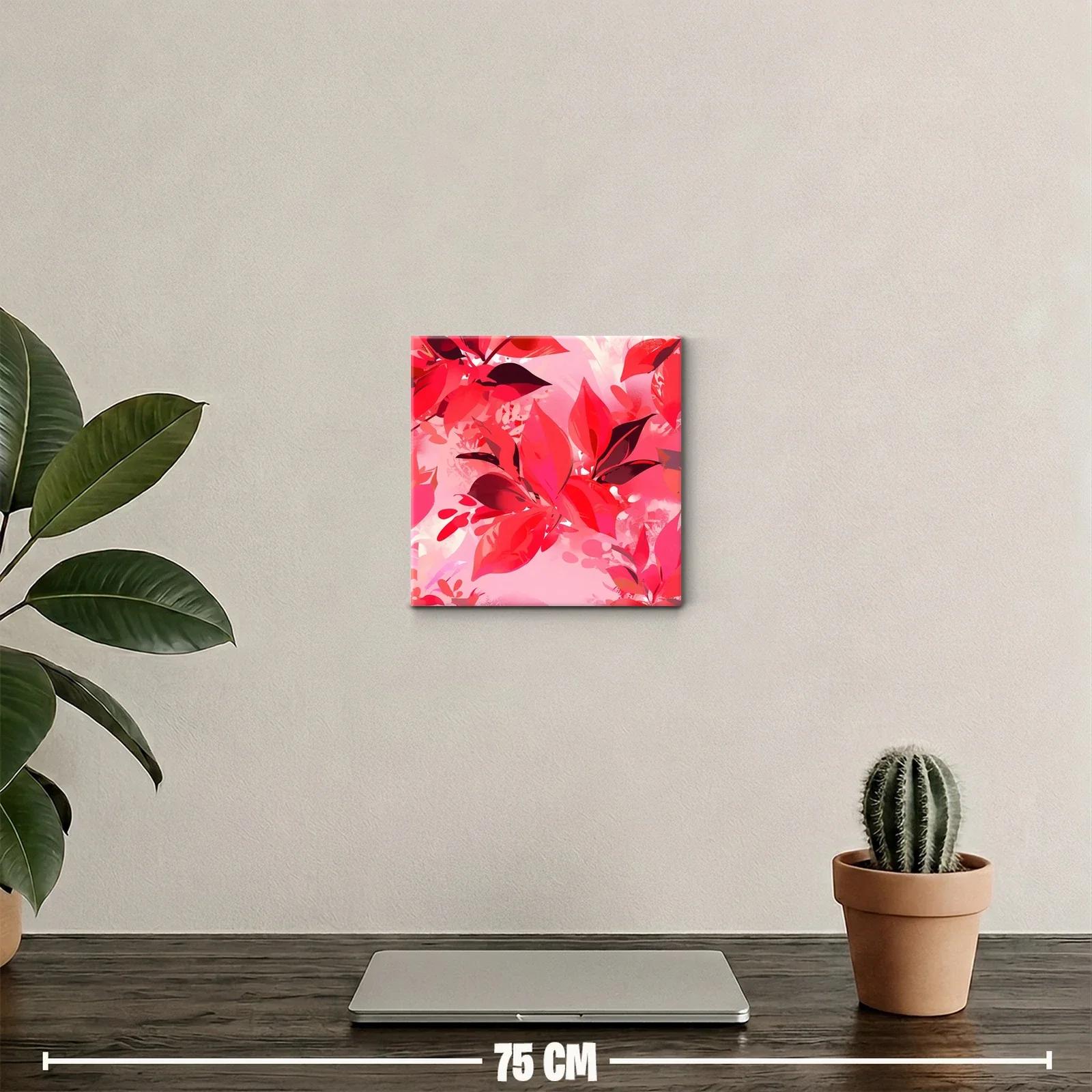 Cuadro decorativo de hojas en tonos rojos vibrantes — miniatura 2