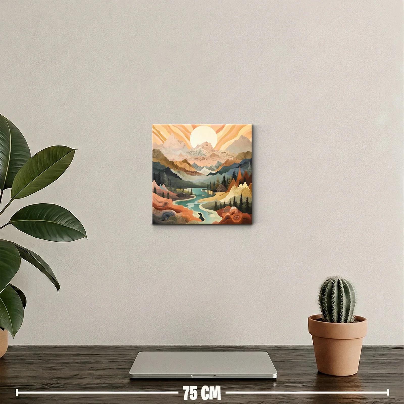Paisaje de montaña surrealista con río serpenteante — miniatura 2