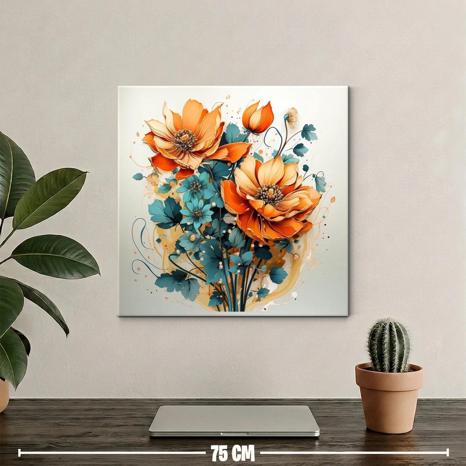 Exuberante ramo floral con vibrantes tonos naranja y azul — miniatura 2