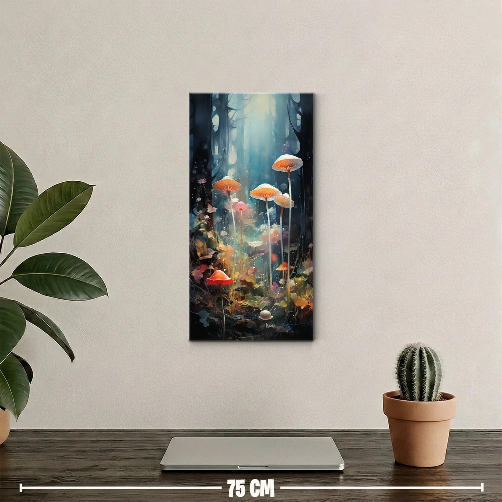 Cuadro setas naranjas en bosque brumoso — miniatura 2
