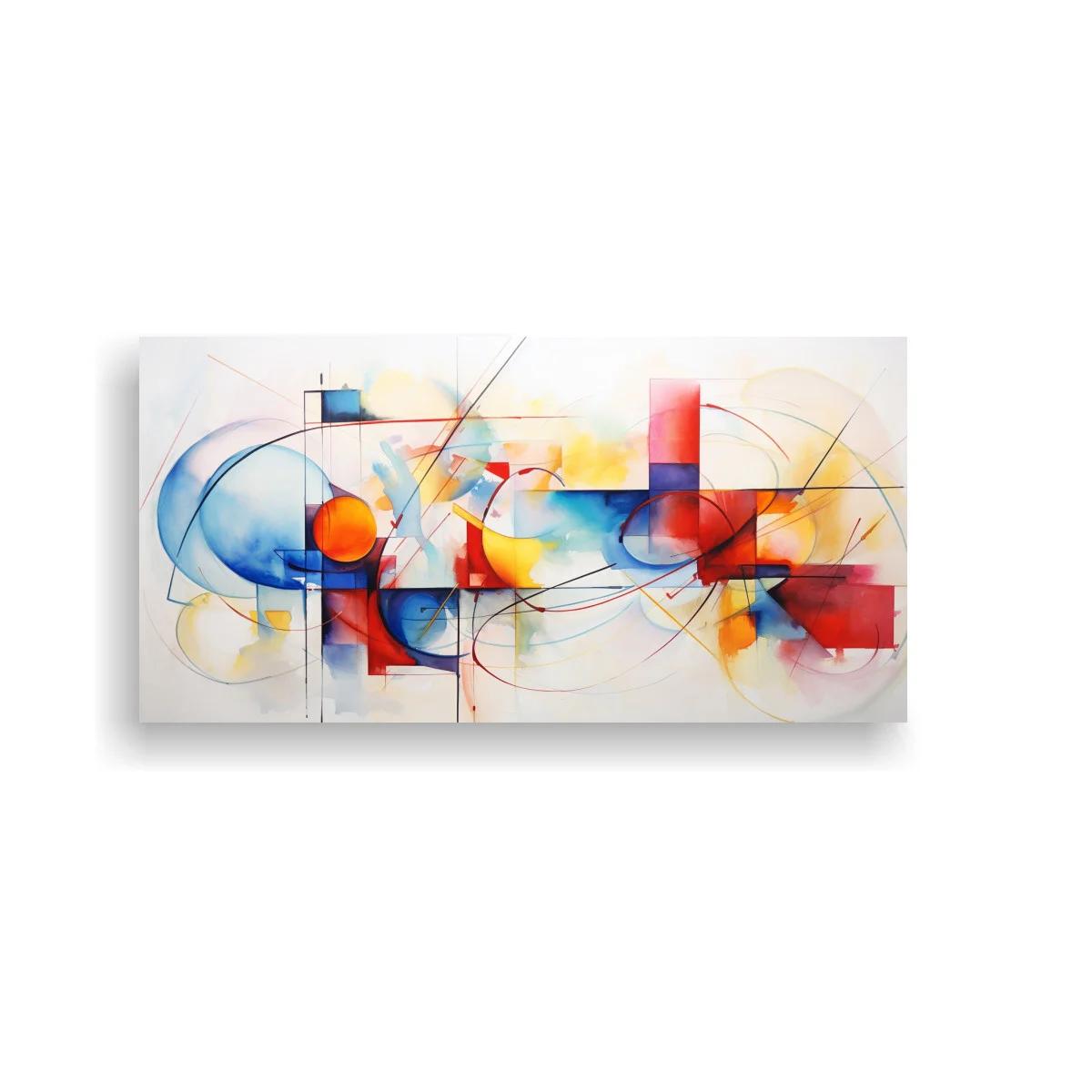 Cuadro composición geométrica abstracta con líneas curvas ligeras