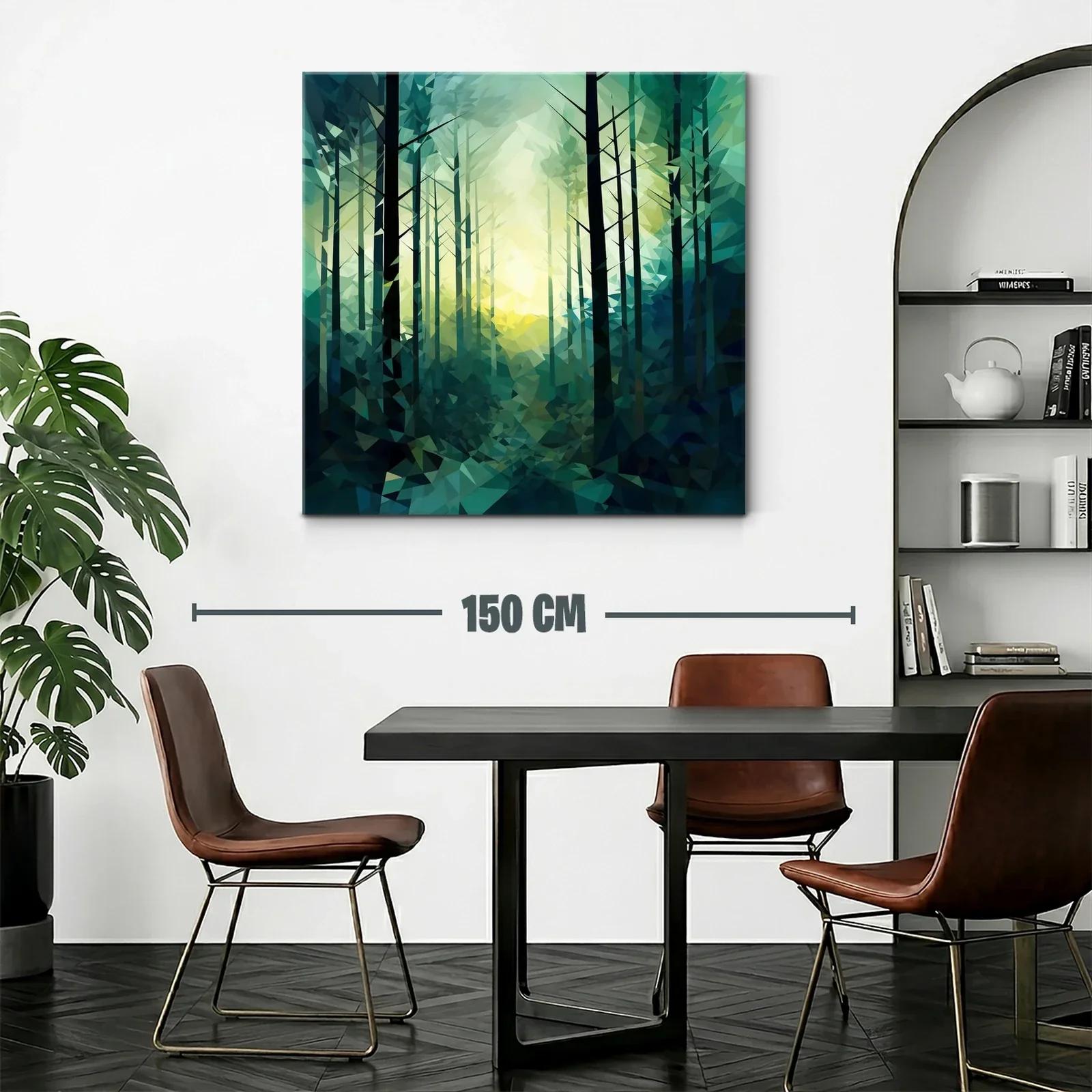 Bosque abstracto con tonos verdes y luz central — miniatura 2