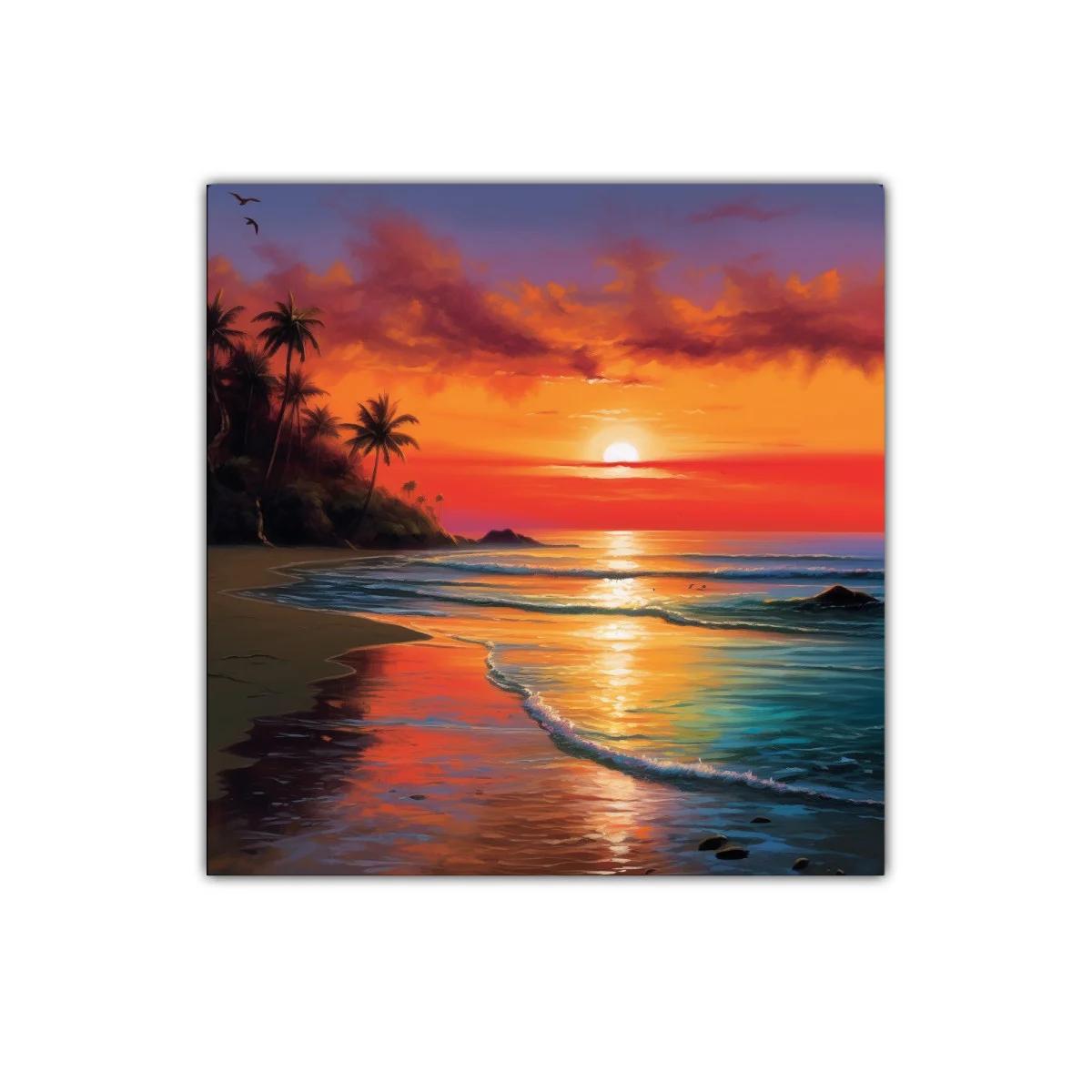 Atardecer tropical con palmeras y reflejos vibrantes en el mar — imagen principal