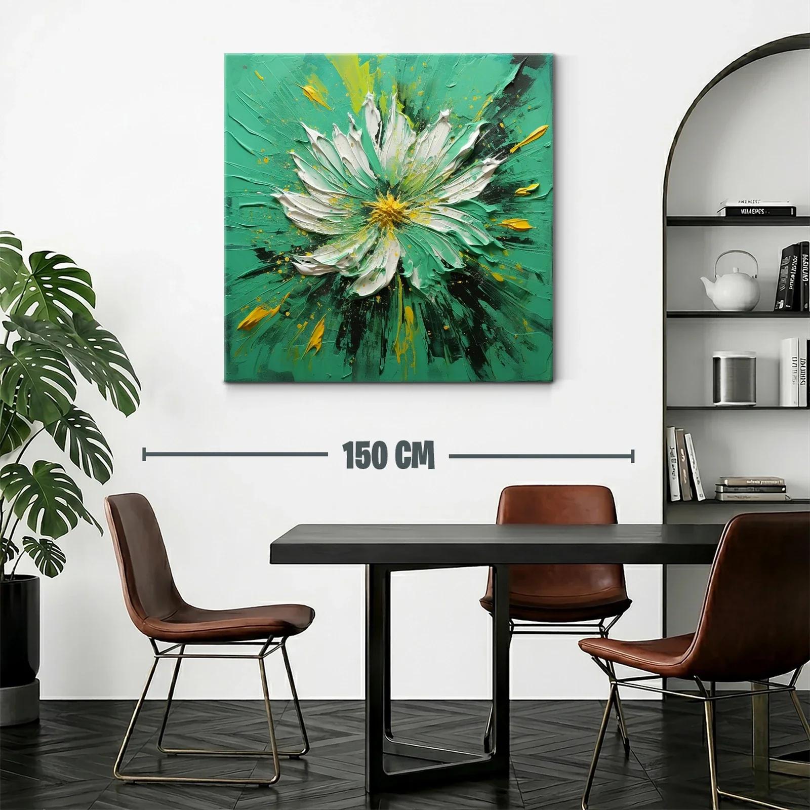 Cuadro floral vibrante en tonos verdes y amarillos — miniatura 2