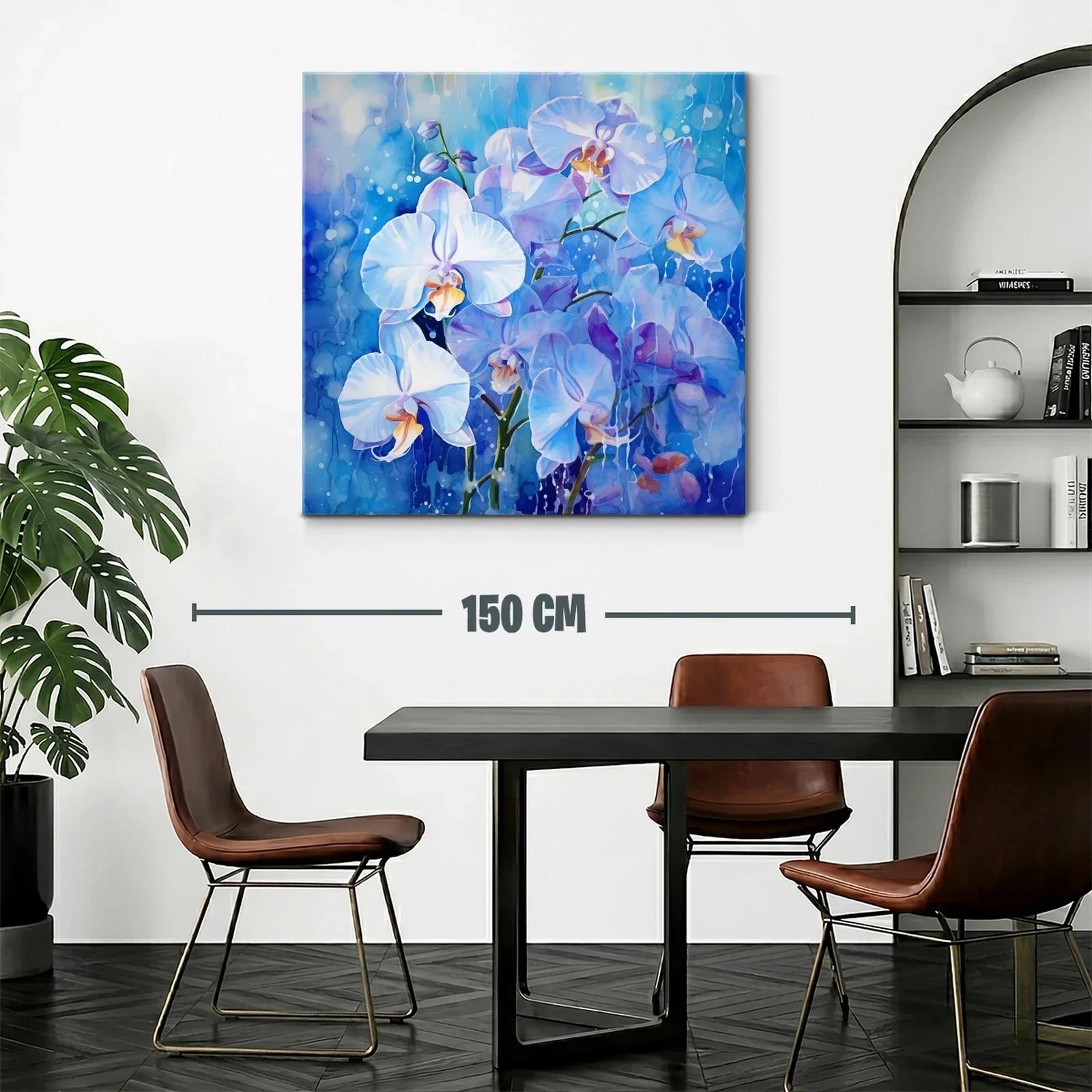 Orquídeas blancas sobre fondo azul vibrante — miniatura 2