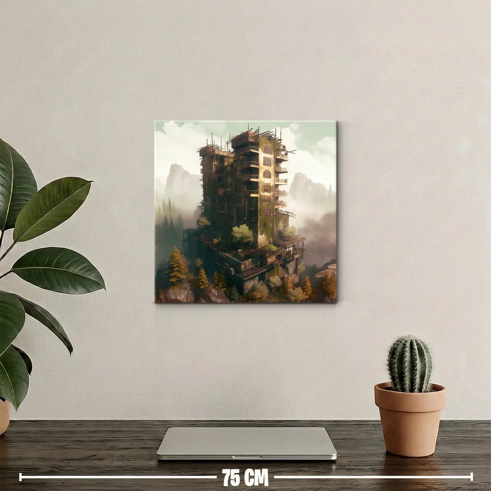 Edificio abandonado entre naturaleza y niebla misteriosa — miniatura 2