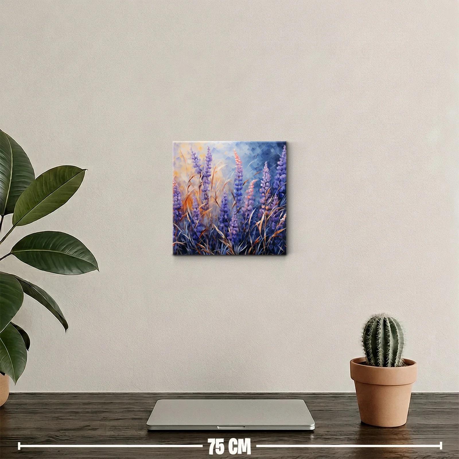 Cuadro floral con tonos violeta y azul suave — miniatura 2
