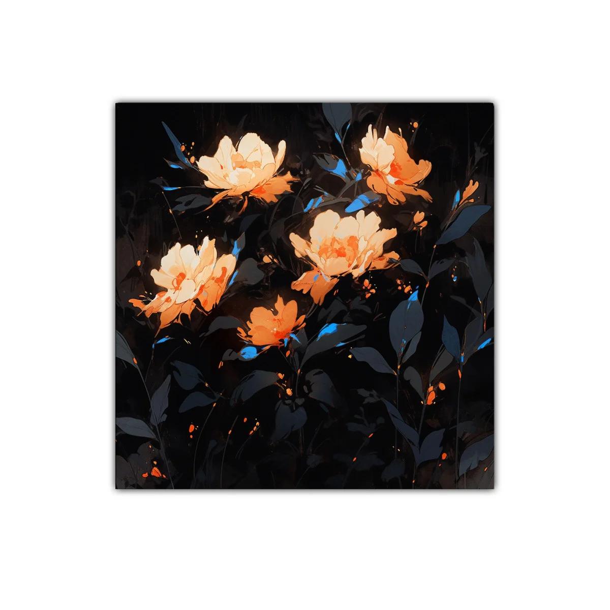 Flores iluminadas sobre fondo oscuro para decoración sofisticada