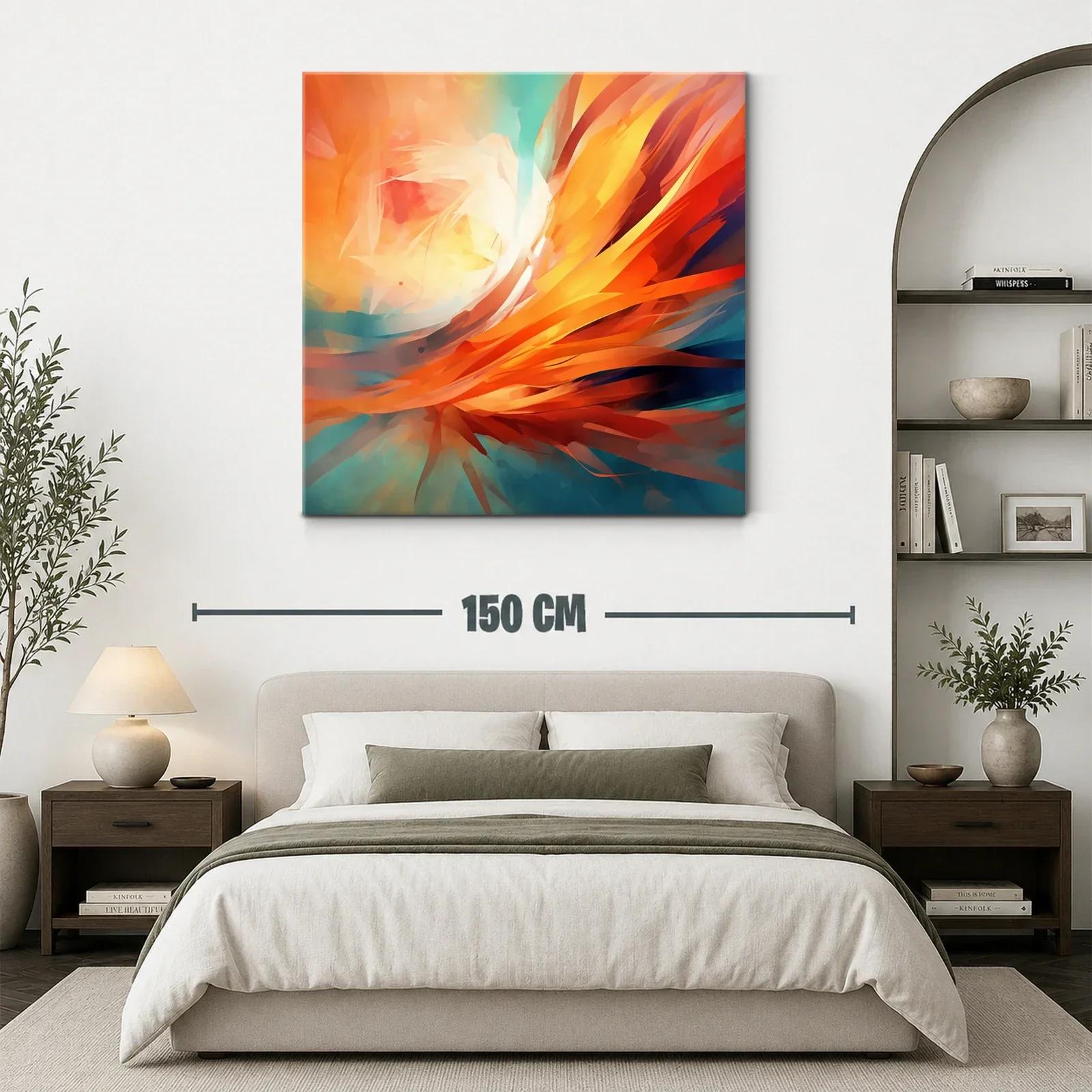 Cuadro abstracto con vibrantes tonos cálidos y fríos — miniatura 3