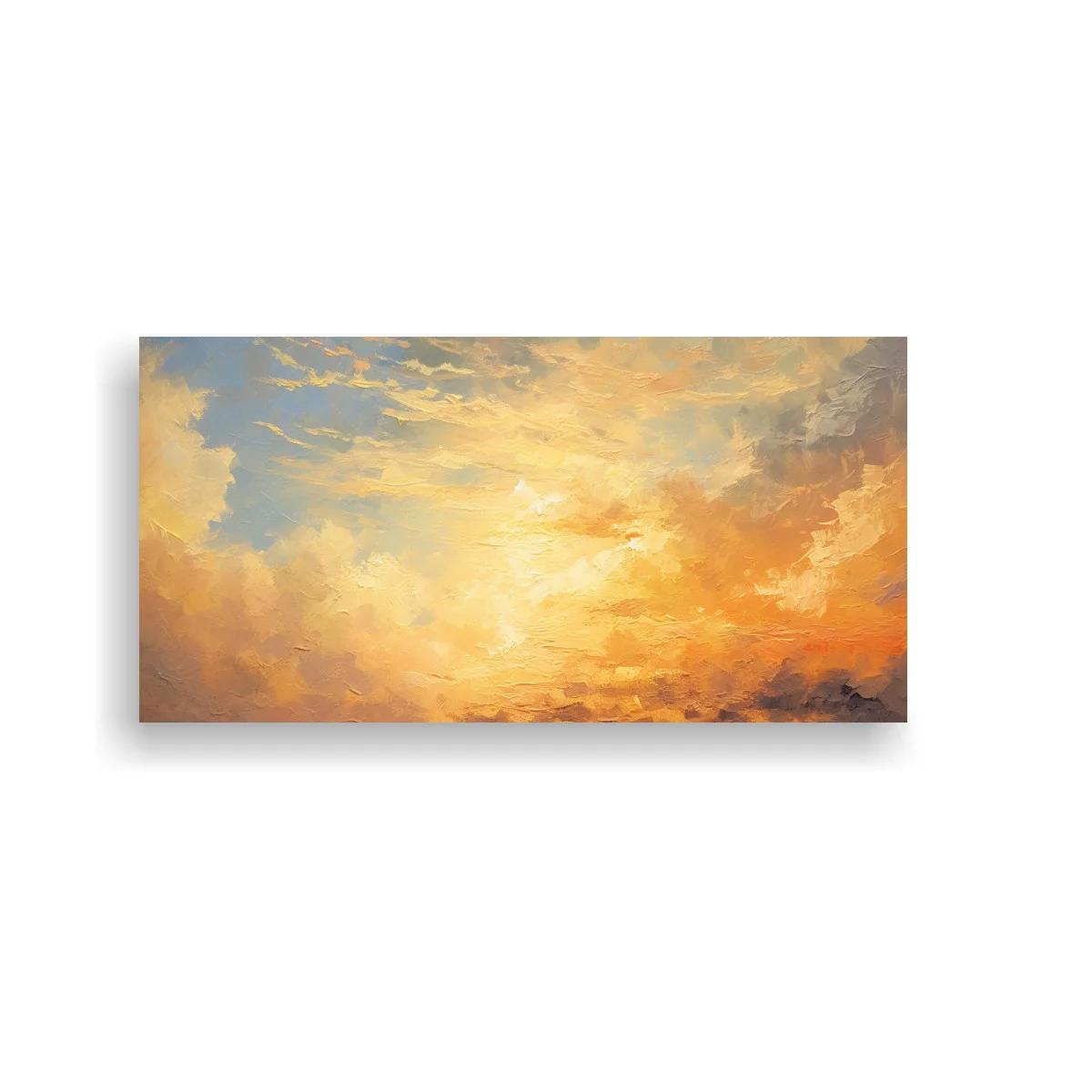 Cuadro cielo al atardecer con resplandor dorado