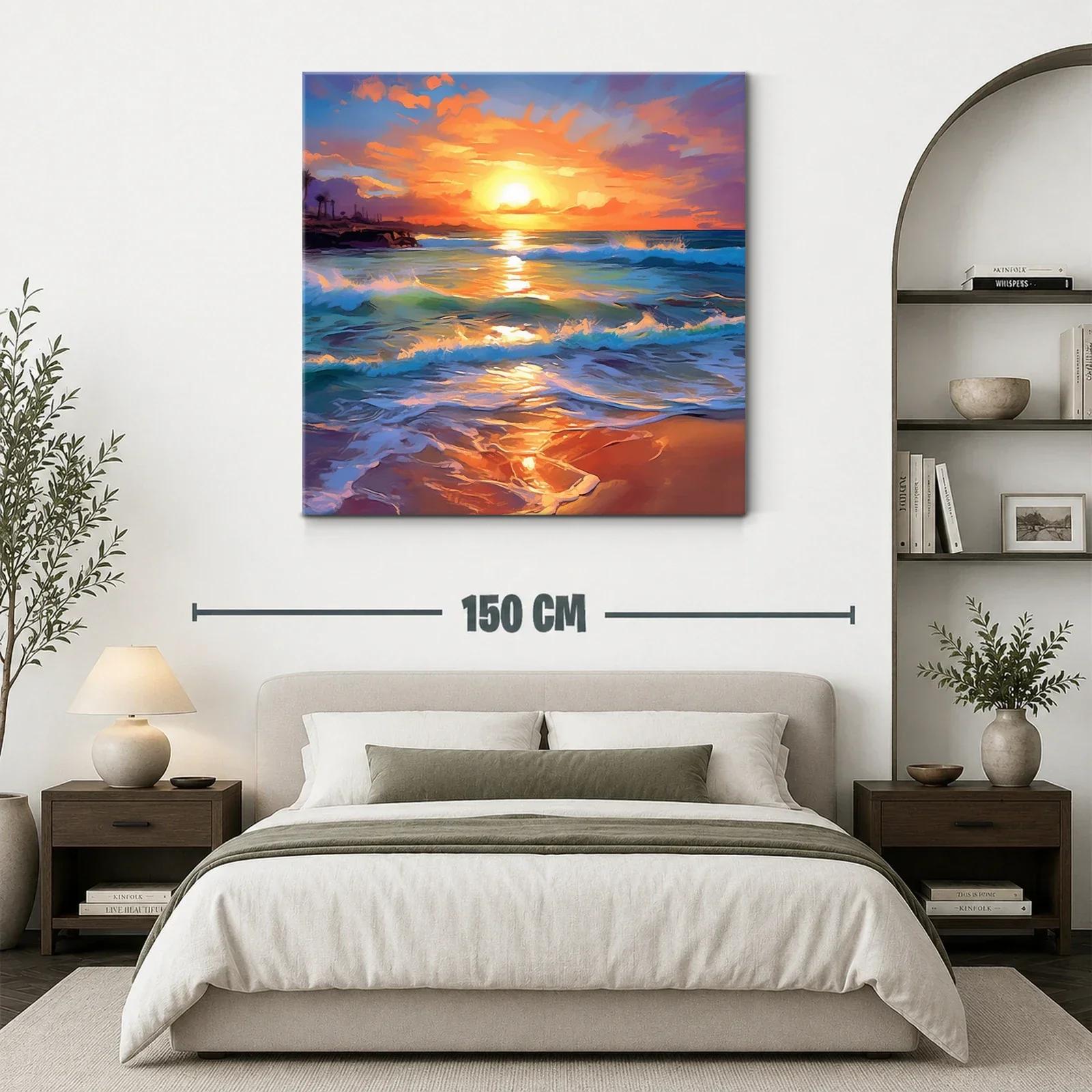 Atardecer vibrante con olas en playa serena — miniatura 3