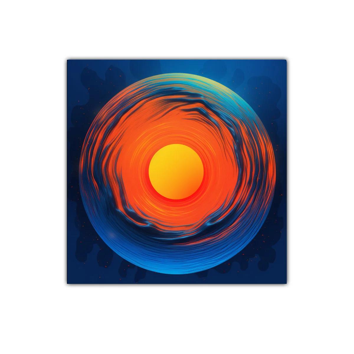Cuadro decorativo con diseño circular vibrante en tonos cálidos y fríos — imagen principal