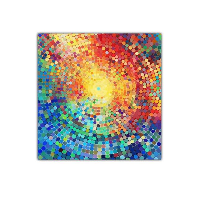 Cuadro decorativo con mosaico circular en vibrantes colores