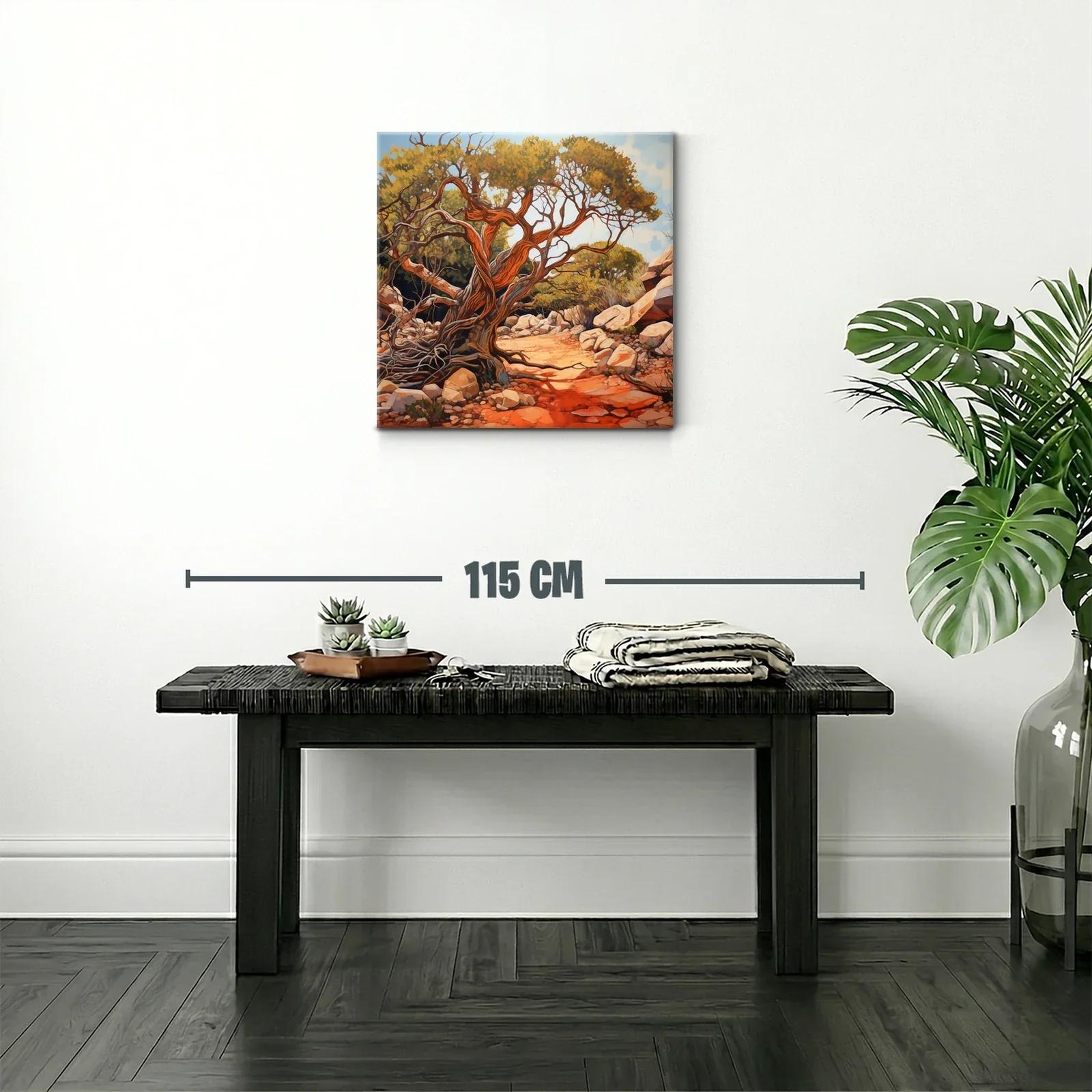 Paisaje natural con árbol antiguo y caminos entre rocas — miniatura 2
