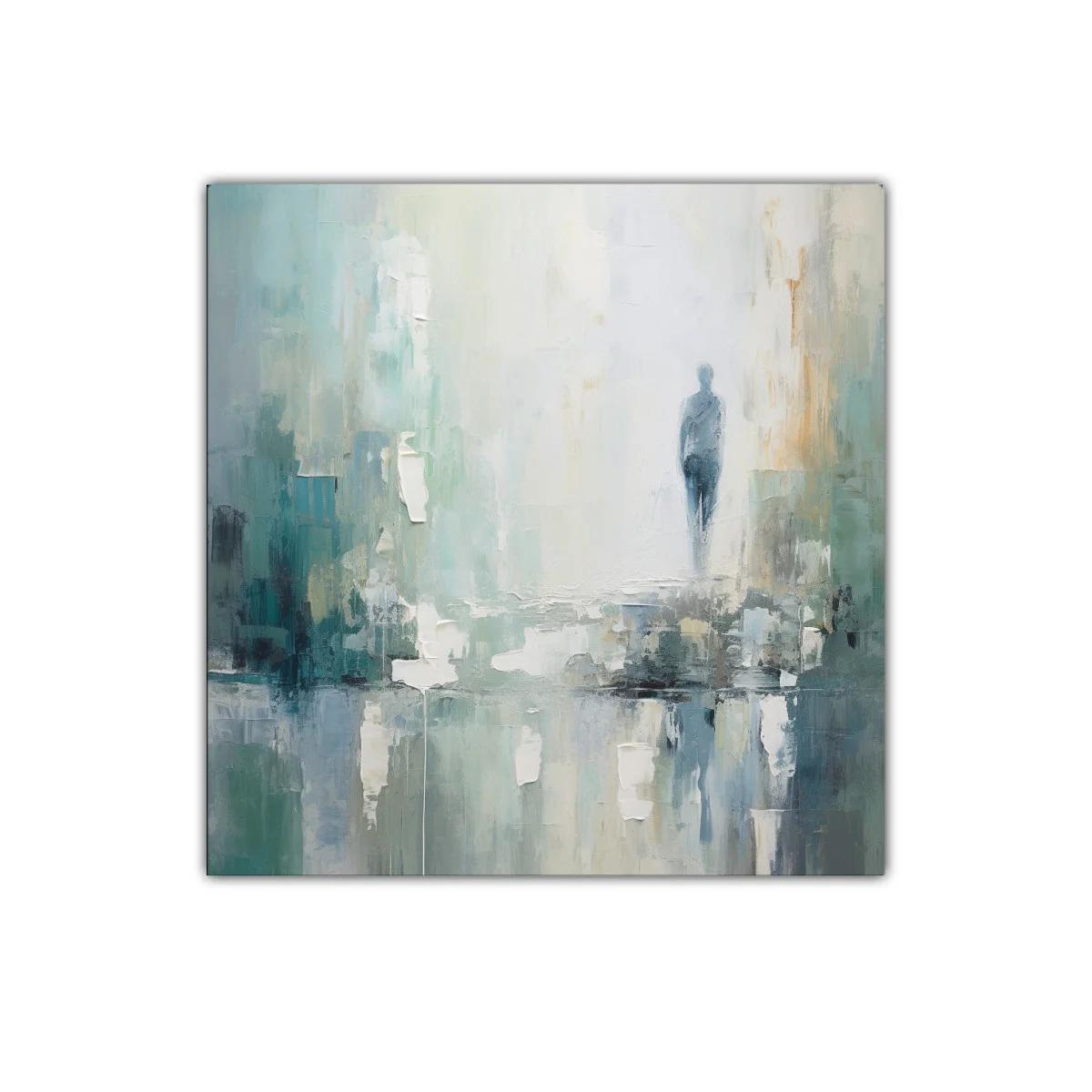 Cuadro abstracto con figura humana y tonos suaves — imagen principal