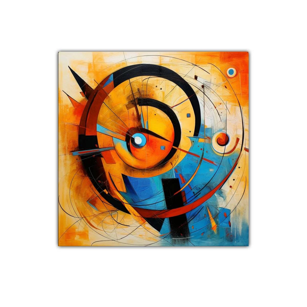 Composición dinámica con formas circulares y colores vibrantes