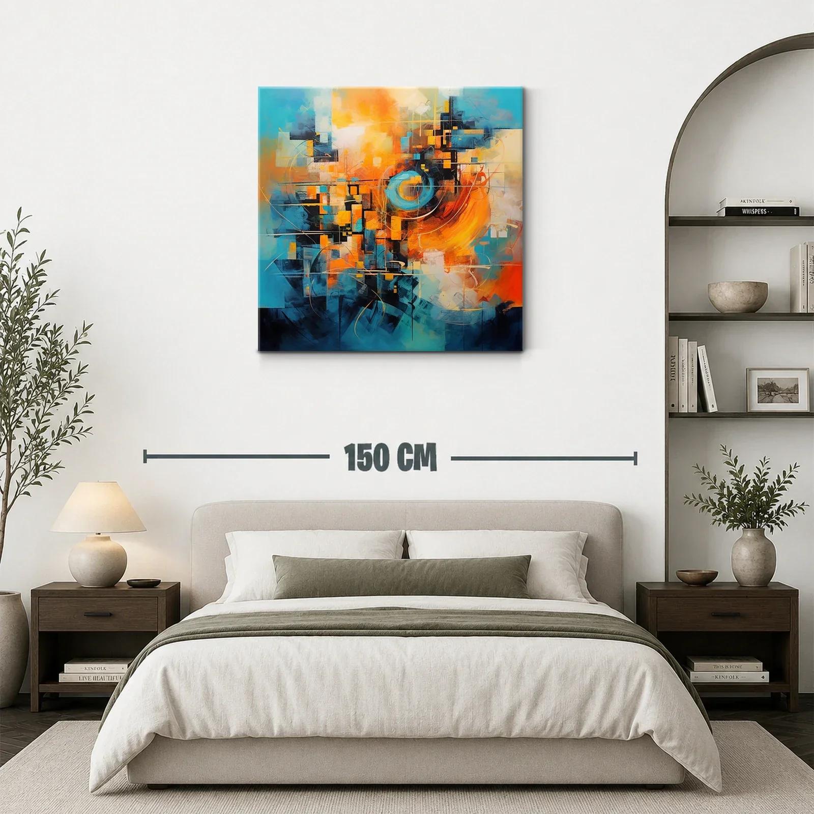 Composición abstracta vibrante en tonos azul y naranja — miniatura 3