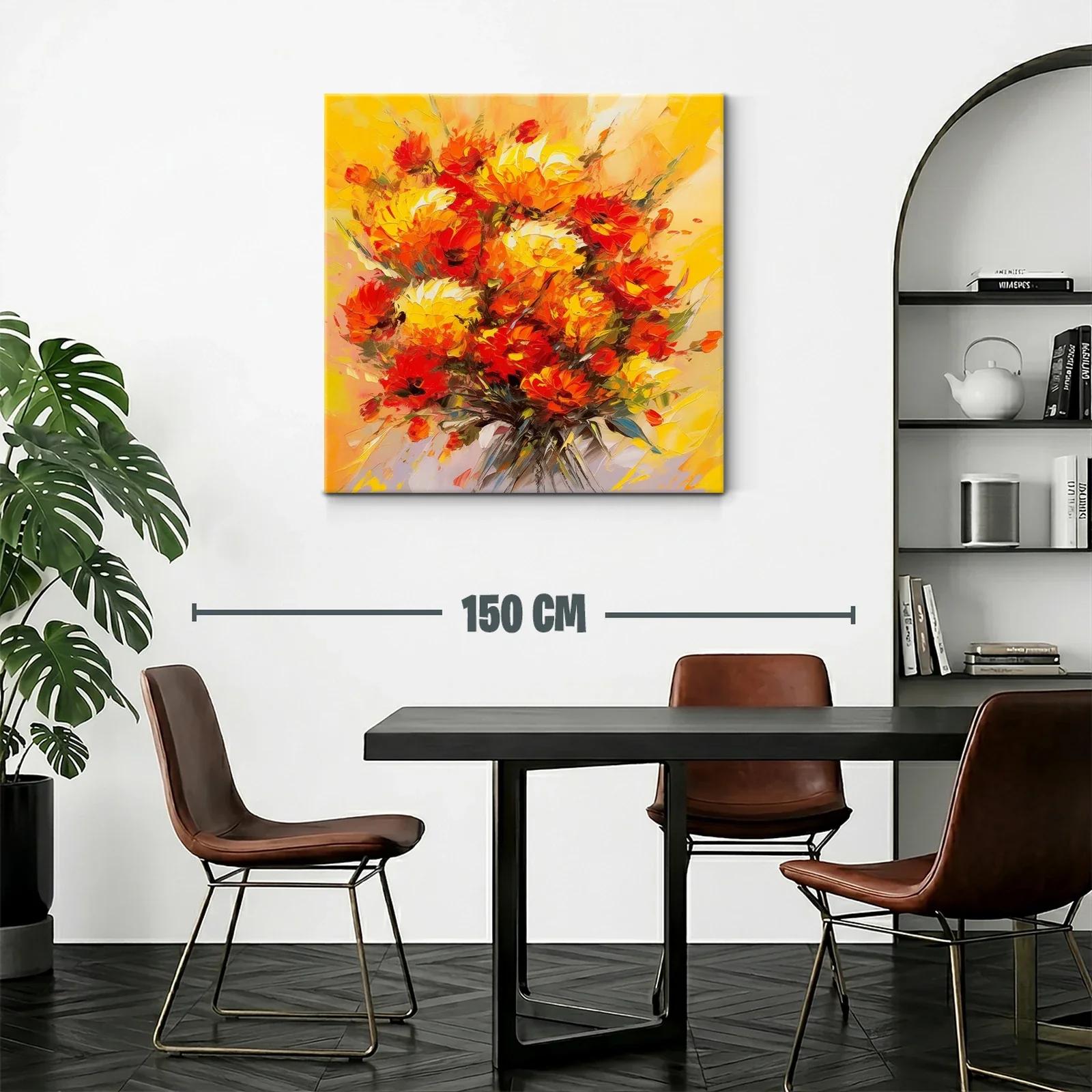 Cuadro moderno con ramo vibrante de flores rojas y amarillas — miniatura 2