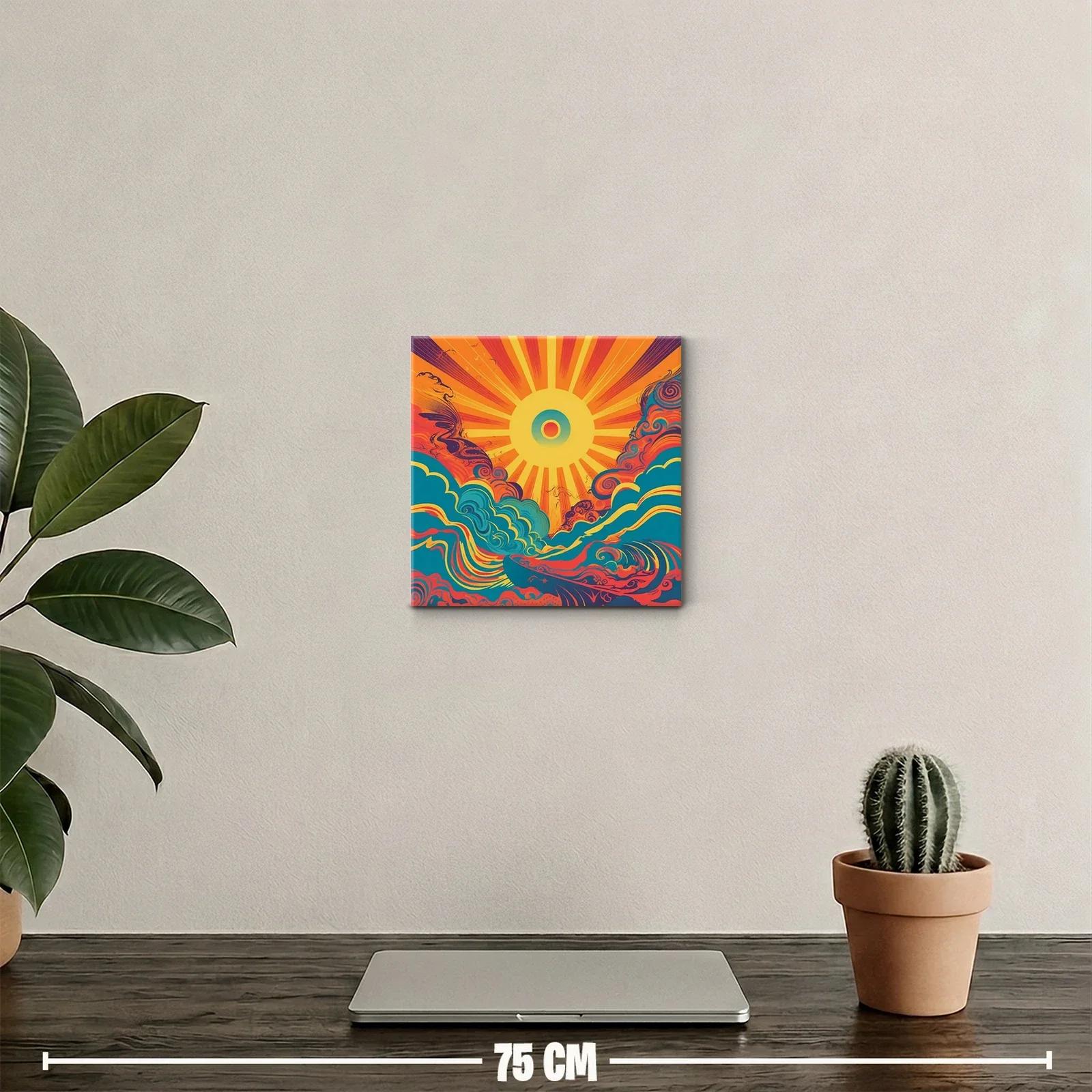 Cuadro decorativo ilustración sol y olas coloridas — miniatura 2