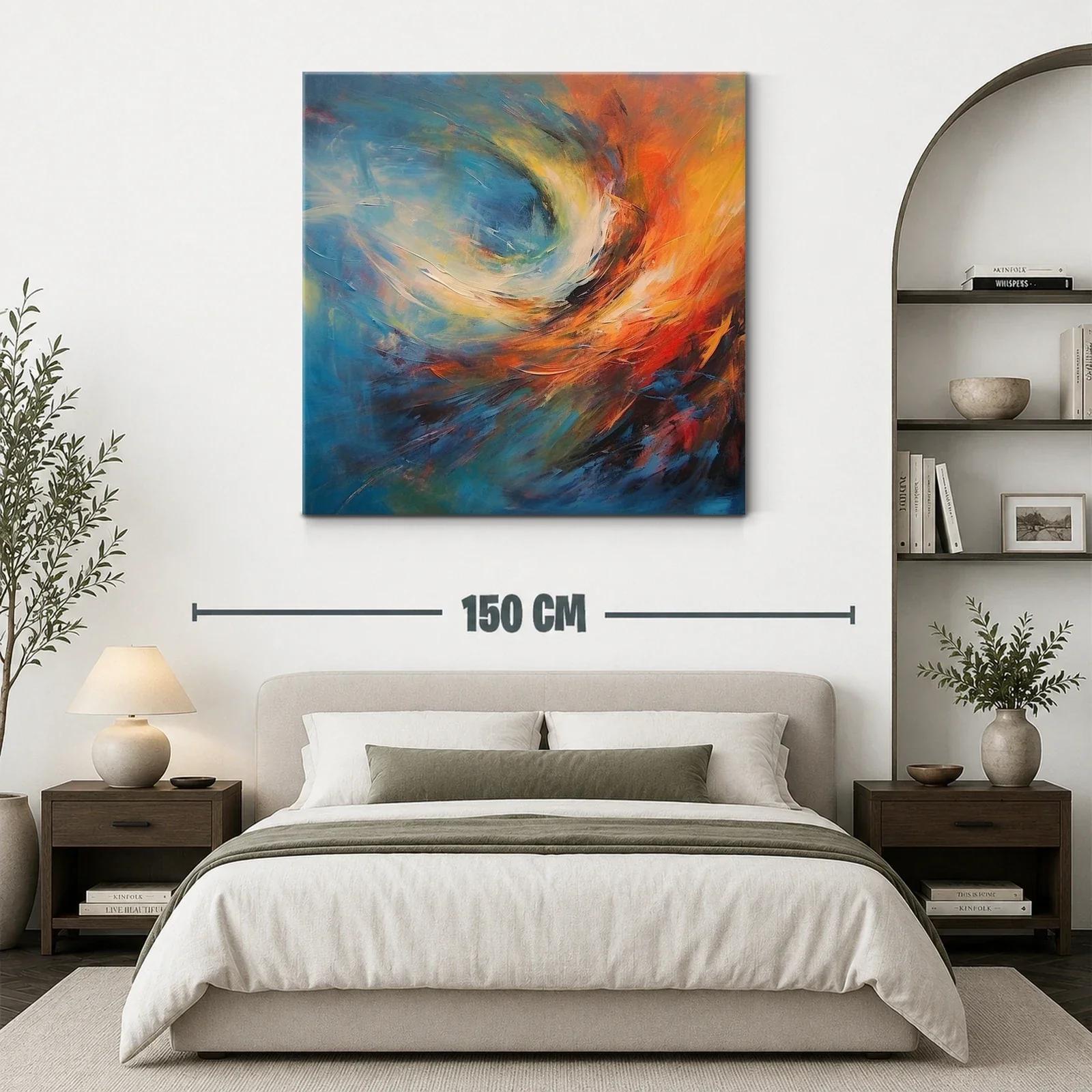 Arte abstracto en tonos azules y cálidos vibrantes — miniatura 3