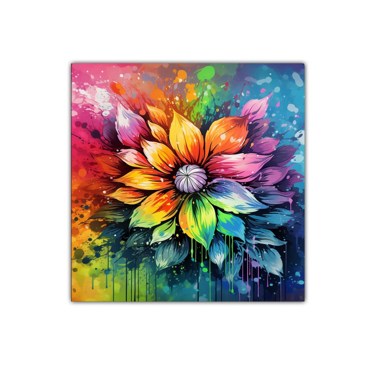 Flor multicolor vibrante llena de energía y movimiento