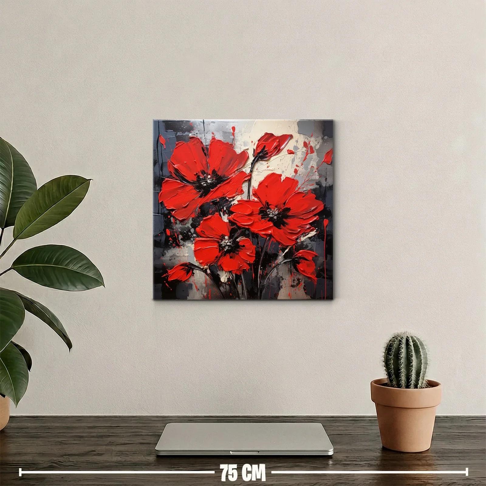 Impactante cuadro floral con vibrantes amapolas rojas — miniatura 2