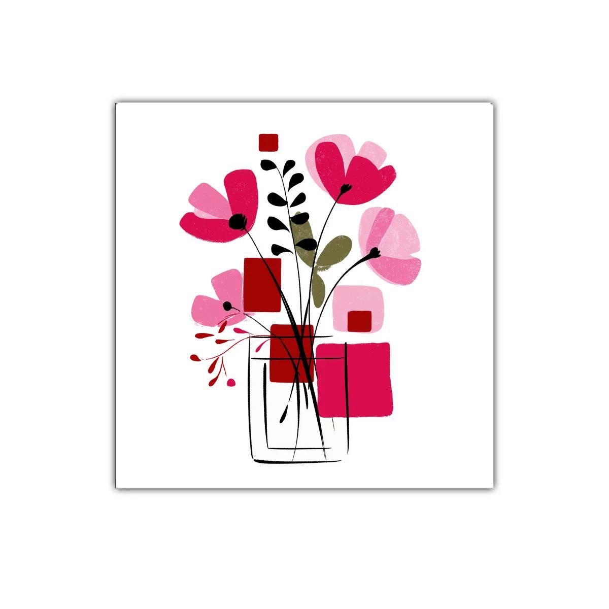 Cuadro decorativo de flores abstractas en tonos rosas y rojos — imagen principal