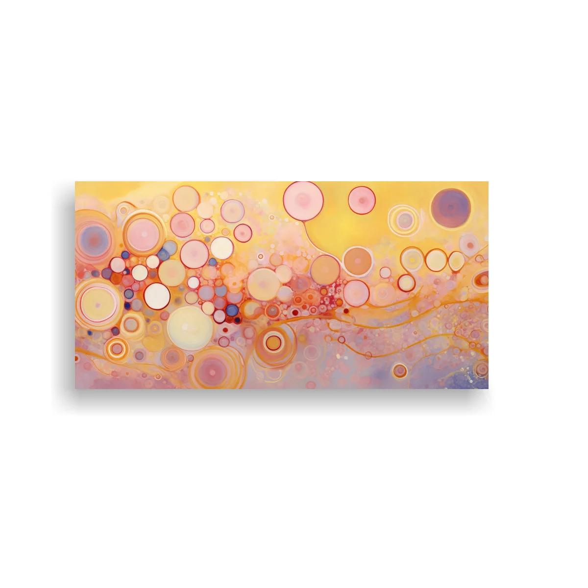 Cuadro burbujas abstractas en tonos coral y lavanda