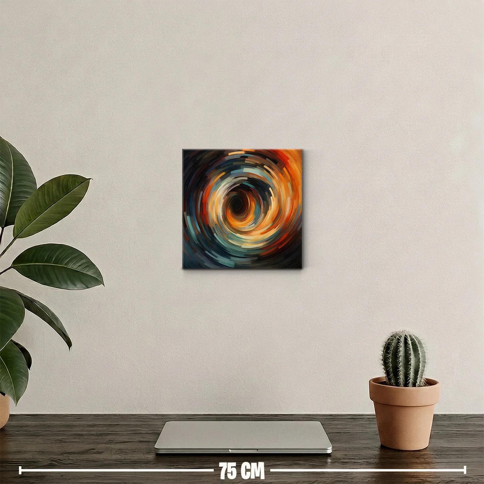 Cuadro abstracto con espiral dinámica de tonos cálidos y fríos — miniatura 2